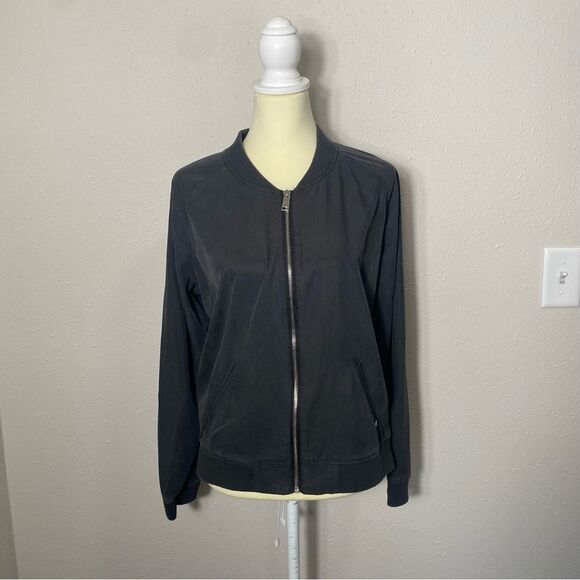 Outerwear Lyocell Lightweight Zipper Front Coat In Charcoal Gray Women's Size 10 - Picture 14 of 15